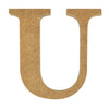 A natural MDF wooden letter U craft blank by Craftworkz on a white background