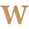A natural MDF wooden letter W craft blank by Craftworkz on a white background