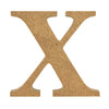 A natural MDF wooden letter X craft blank by Craftworkz on a white background