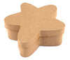 A kraft paper, star-shaped with rounded points, papier mache box with a matte finish.