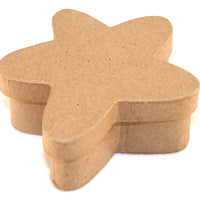 A kraft paper, star-shaped with rounded points, papier mache box with a matte finish.