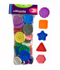 A pack of assorted colorful buttons displayed both in and out of packaging.