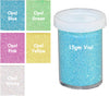 A clear vial containing ultra fine opalescent glitter in a colorless form, labeled as 'OPAL' with a 15g weight indication, suggesting a variety of colors the glitter can be used for crafting.