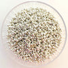Craftworkz size 10 seed beads. Approximately 2mm diameter in colour option Metallic Silver.
