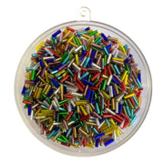 Multi coloured glass bugle beads