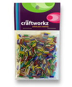 20 gram pack of glass, multi coloured bugle beads