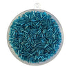Light blue coloured, glass bugle beads 500 grams