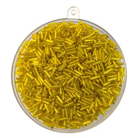 Yellow coloured glass bugle beads 6mm bulk pack.