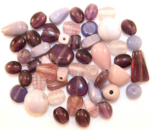 Glass Beads Assorted Purple Mix