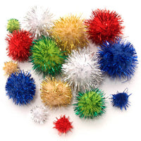 Craftworkz glitter pom poms have a soft tinsel added to them to make them a bit more sparkly!  Perfect for Christmas crafts, this option measure approximately 7mm in diameter.