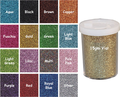 Ultra Fine Glitter 15 gram Vial x 12 pc - 0.2mm (1/128