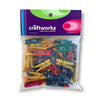 Packet of 60, 25mm multi coloured wooden ultra mini pegs.