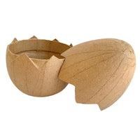 Craftworkz Paper Mache cracked egg box comes plain, ready to decorate. Measures 15cm high and approx. 10cm in diameter.
